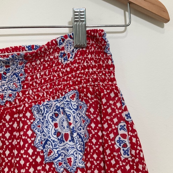 Old Navy Skirt Womens Small Red Blue Paisley Flowy Cotton Smocked Elastic waist - Picture 7 of 10